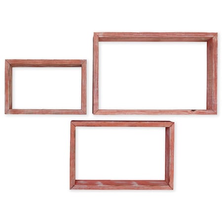 Ekena Millwork Rectangle, Open Back, Vintage Farmhouse Shadow Box Shelves, Barnwood Decor Collection, PK3 DECR18SBRTOBRD